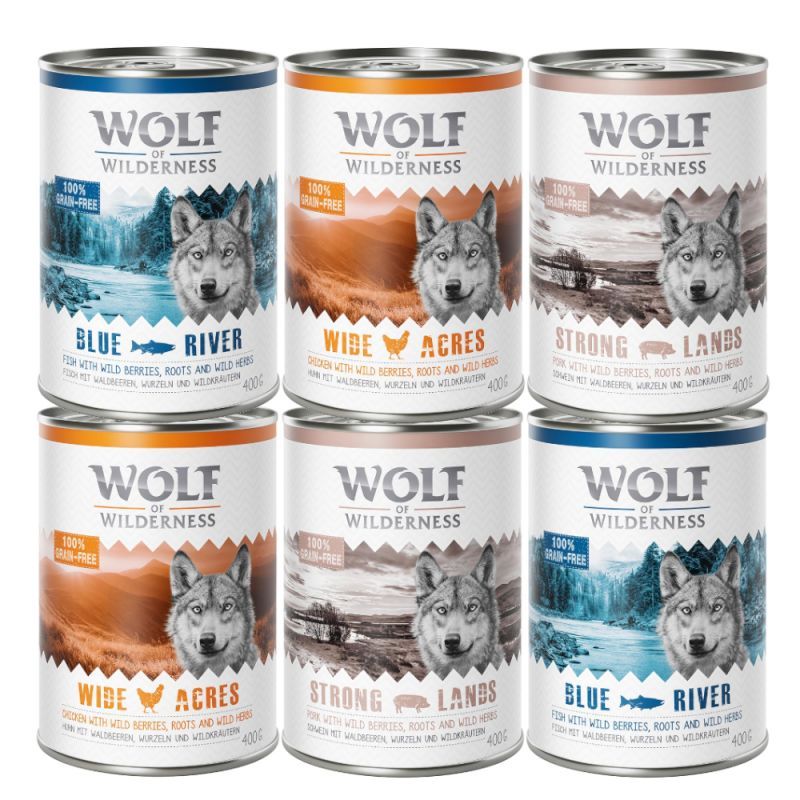 Wolf of Wilderness Adult Single Protein 6 x 400g Mixed Pack 1 (3 Varieties)