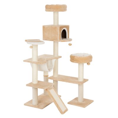 Gingerbread House Cat Tree with Ladder Beige