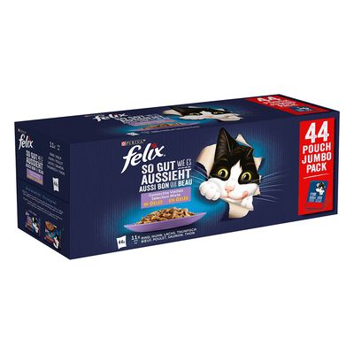 Felix As Good As It Looks Pouches in Jelly - 44 x 85g Chicken, Beef, Tuna & Salmon