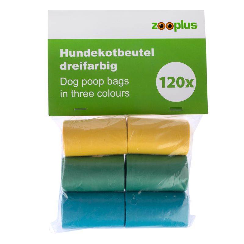 Tricoloured Dog Poop Bags 6 Rolls of 20 Bags