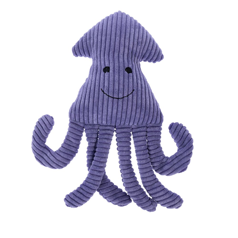 TIAKI Hook Corduroy Squid Dog Toy approx. 29 x 12 x 5 cm (L x W x H)