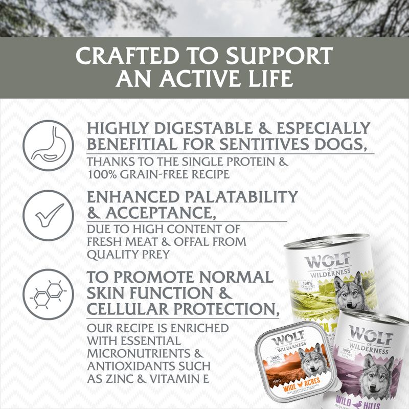 Wolf of Wilderness Adult Single Protein 6 x 800g Mixed Pack (3 Varieties)