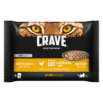 Crave Cat Pouches Trial Pack 4 x 85g Sauce with Chicken