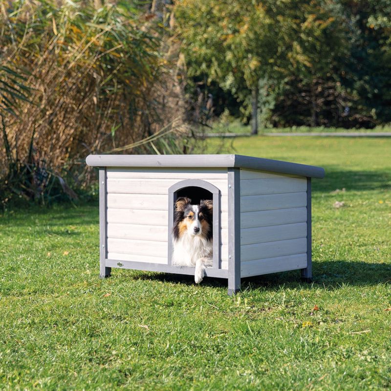 Trixie Classic dog kennel: Natura flat roof kennel Size S-M: W 85 x D 60 x H 58 cm, grey