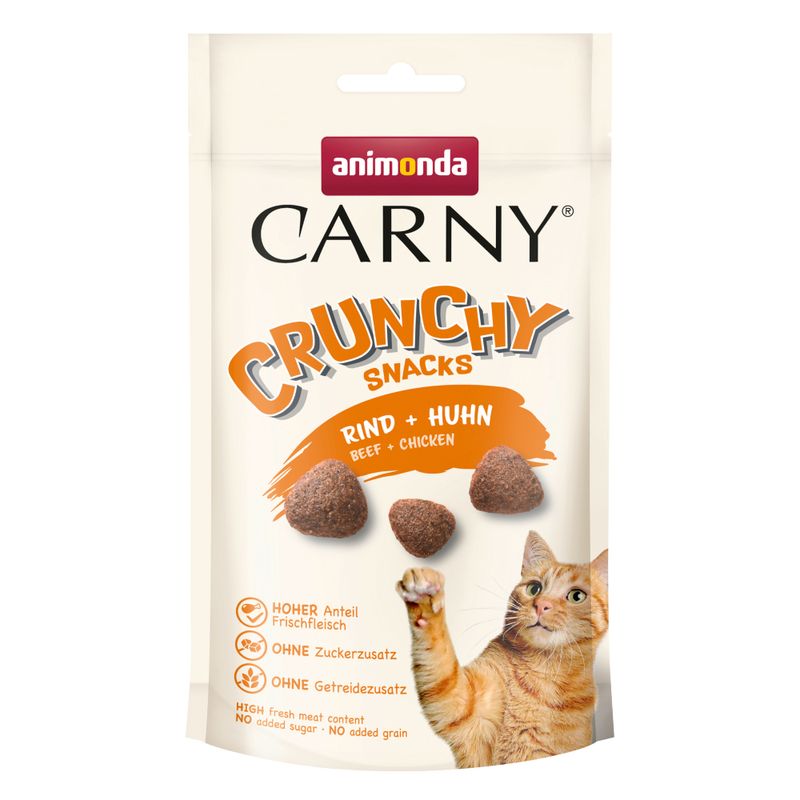 6 x 400g animonda Carny Wet Cat Food + animonda Carny Cat Snack Free! * Adult Meat Saucer (6 x 400g) + Adult Crunchy Beef & Chicken (50g)