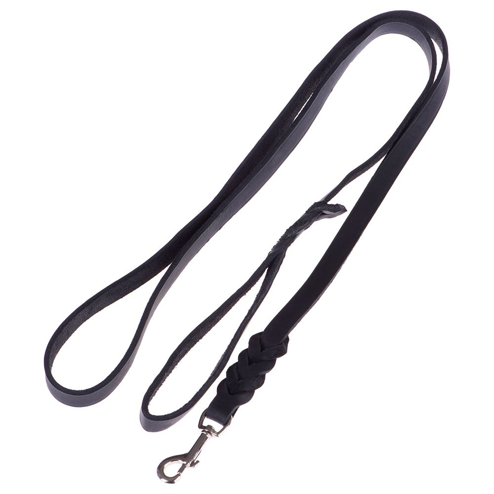 Heim Plaited Leather Dog Lead - Black 200cm