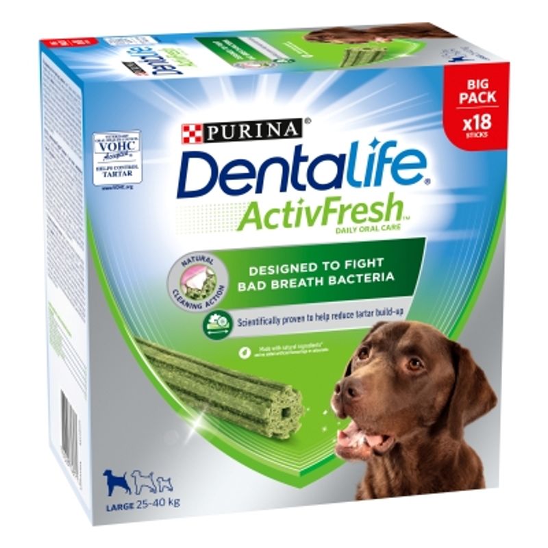 PURINA Dentalife Active Fresh Daily Dental Care Snacks for Large Breed Dogs 18 Sticks