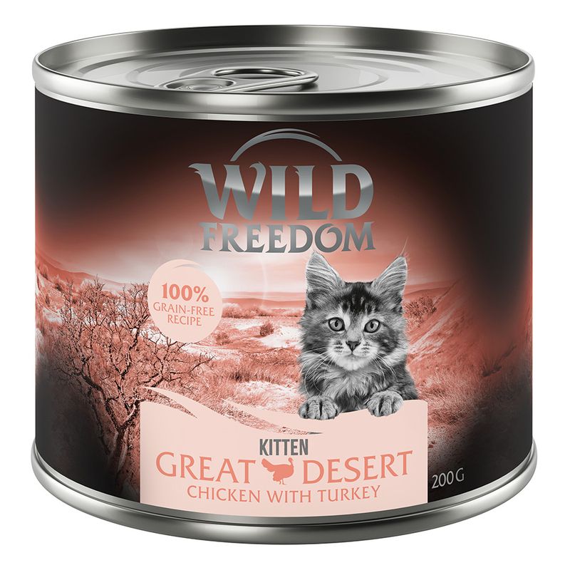 Wild Freedom Kitten Mixed Trial Pack 6 x 200g (2 x Veal, 2 x Turkey, 2 x Rabbit)