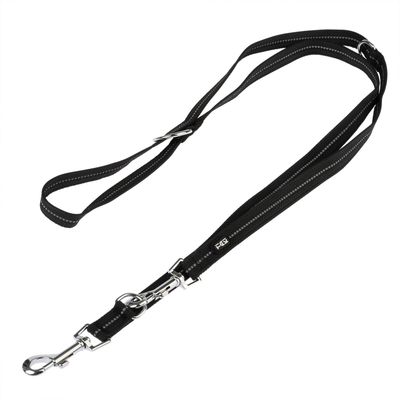 TIAKI Reflective Rubber Dog Leash, black 200 cm long, 20 mm wide