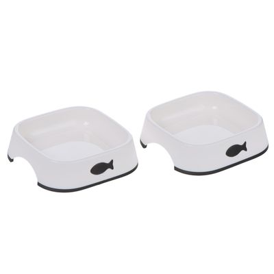 Little Fish Plastic Cat Bowls - Set of 2 2 x 200ml