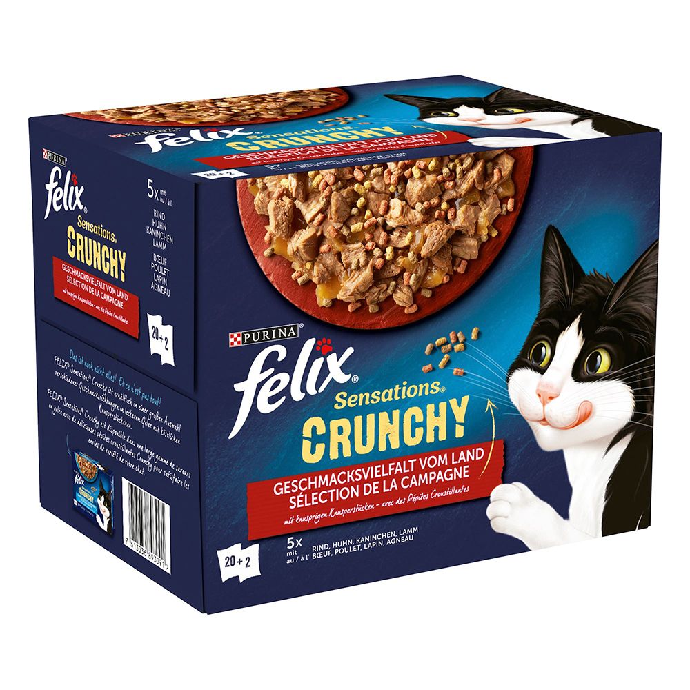 Felix Sensations Crunchy Crumbles 20 x 85g + 2 x 40g Meat Selection