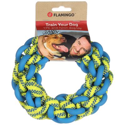 Flamingo Dog Toy Tofla Ring and String Size S: 17 x 5cm (W x H)