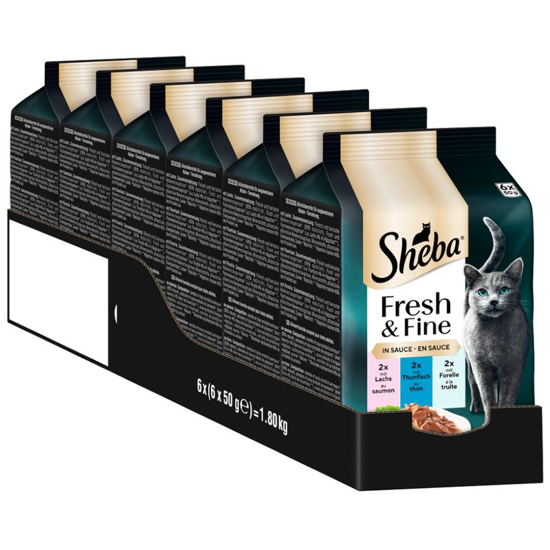 Sheba Fresh Choice Mini Pouches 6 x 50g Chicken, Turkey & Duck in Gravy
