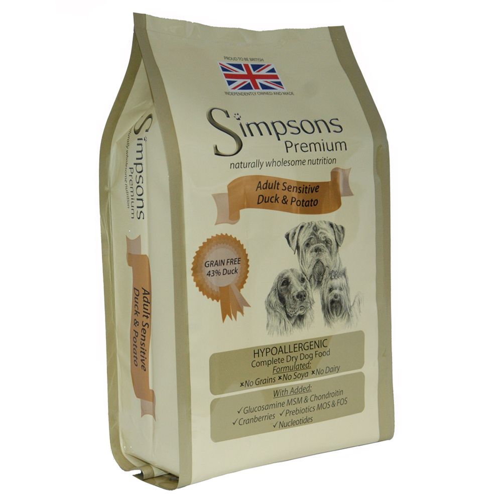Simpsons Premium Sensitive Adult Duck & Potato Dry Dog Food 2kg