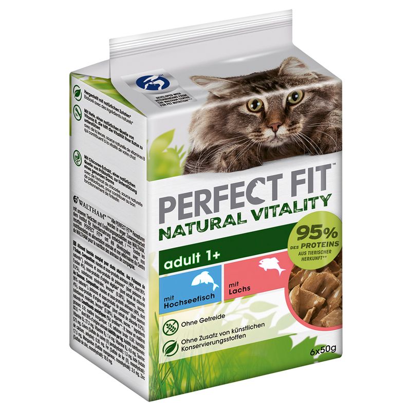 Perfect Fit Natural Vitality Adult 1+ Wet Cat Food Ocean Fish & Turkey (6 x 50g)