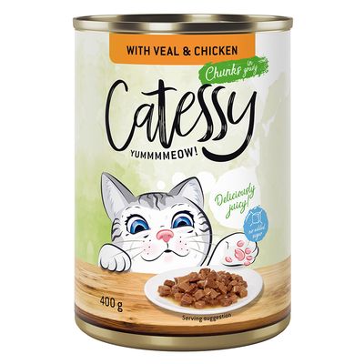 Catessy Chunks in Gravy or Jelly 12 x 400g Chicken in Jelly