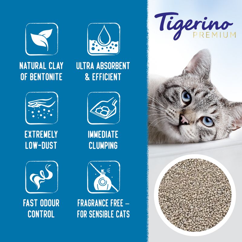 Tigerino Premium Cat Litter – Sensitive (Unscented) 6kg