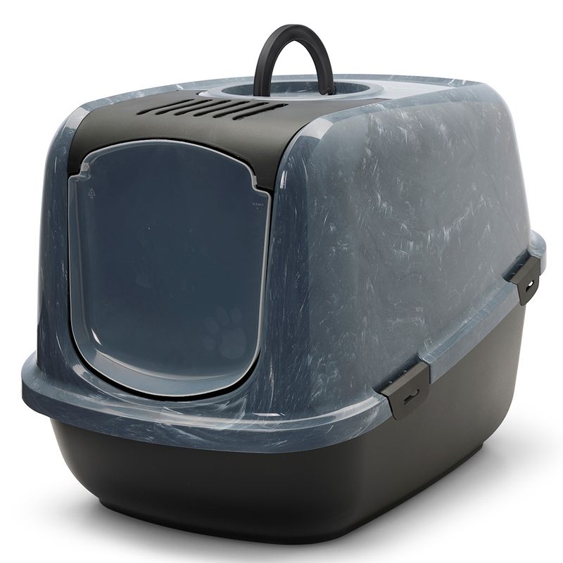 Savic Nestor Jumbo Marble Cat Litter Tray Anthracite white marble / black