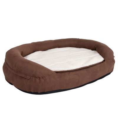 Oval Memory Foam Dog Bed - Brown 100 x 65 x 24 cm (L x W x H)