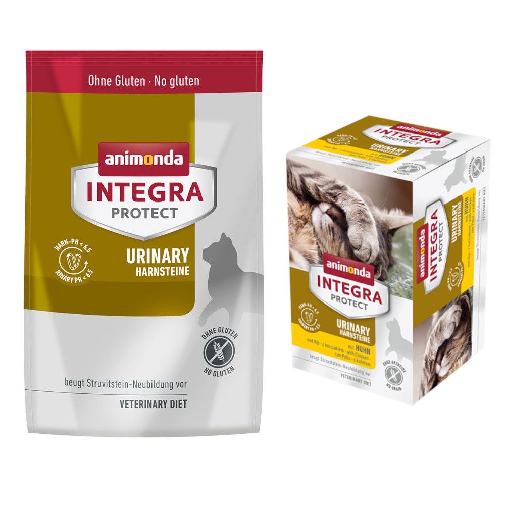 Animonda Integra Protect Dry Cat Food + Wet Cat Food - Bundle Price! Adult Urinary (1.2kg) + Chicken Urinary Struvite Stone (6 x 100g)