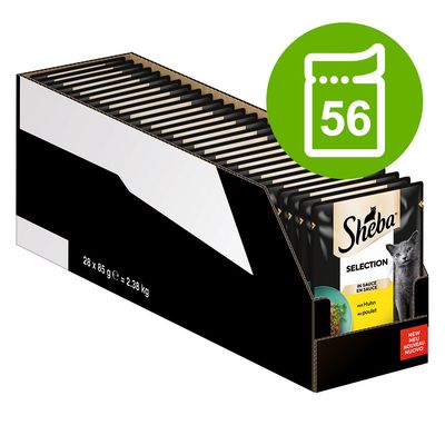 Sheba Pouches Varieties Mega Pack 56 x 85g Select Slices in Gravy with Chicken