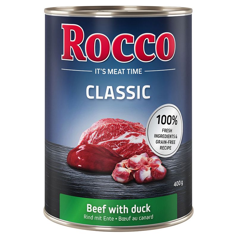 Rocco Classic Saver Pack 24 x 400g Topseller Mix: Pure Beef, Beef/Poultry Hearts, Beef/Chicken
