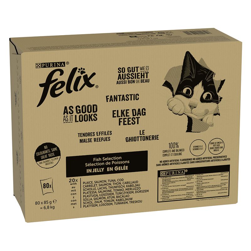 Felix As Good As It Looks Jumbo Pack 80 x 85g Fish Mix (4 Varieties)