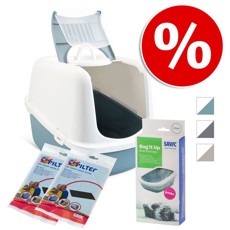 Savic Nestor Jumbo Covered Litter Tray XXL Light Grey / White