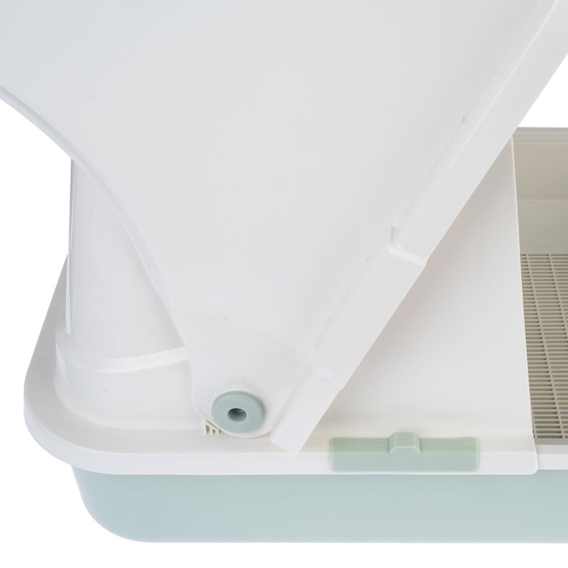 kooa Hooded Litter Tray with Eco-Plastic White & Mint