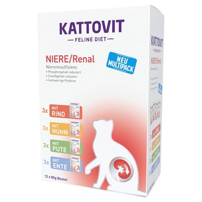 Kattovit Kidney/Renal Pouches Mixed Pack 12 x 85g