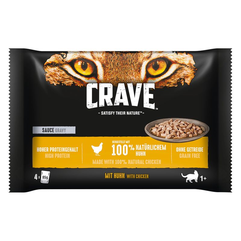 Crave Cat Pouches Trial Pack 4 x 85g Sauce with Chicken