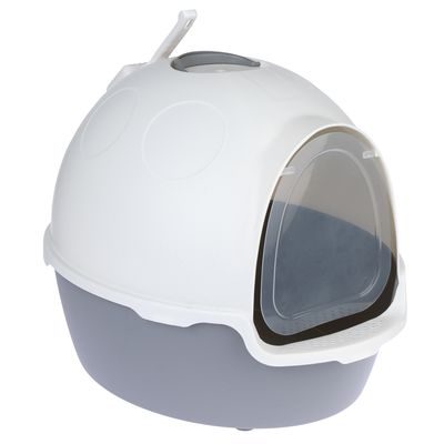 TIAKI Cinder Hooded Litter Tray Dark grey / white