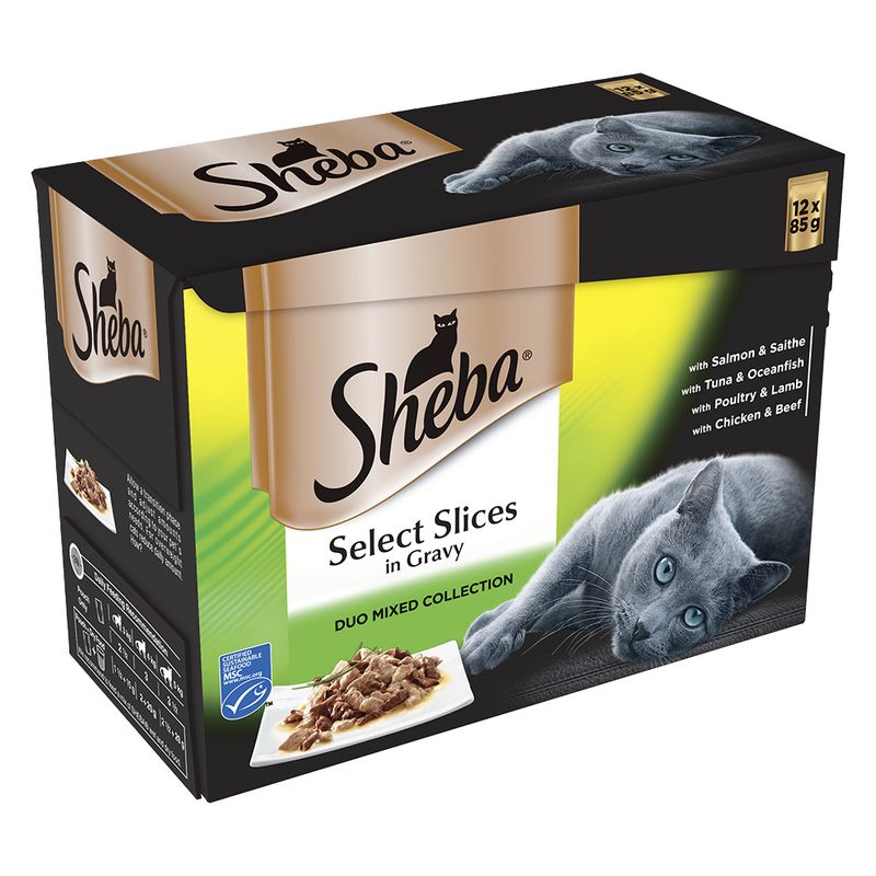 Sheba Pouches Select Slices in Gravy 48 x 85g Succulent Collection in Gravy
