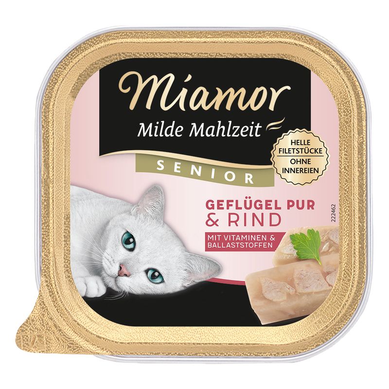Economy Pack: Miamor Mild Meal Senior 16 x 100 g Pure poultry & beef