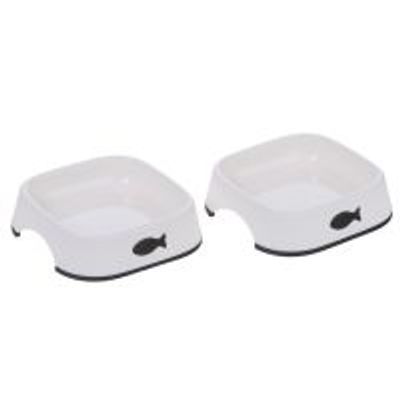Little Fish Plastic Cat Bowls - Set of 2 2 x 200ml