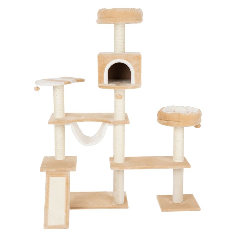 Gingerbread House Cat Tree with Ladder Beige