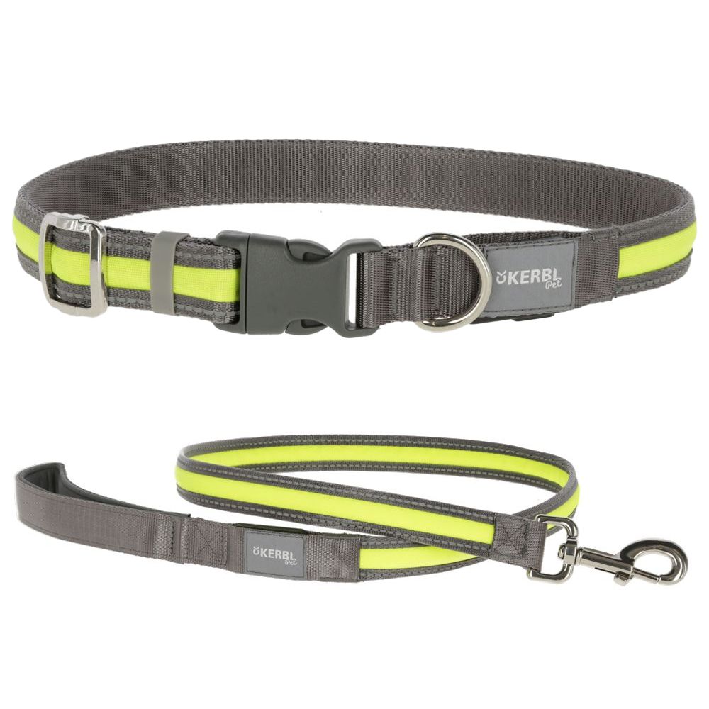 Kerbl Pet Light & Reflex Set Illuminated Collar and Lead Set: Collar Size S/M + Lead 120cm