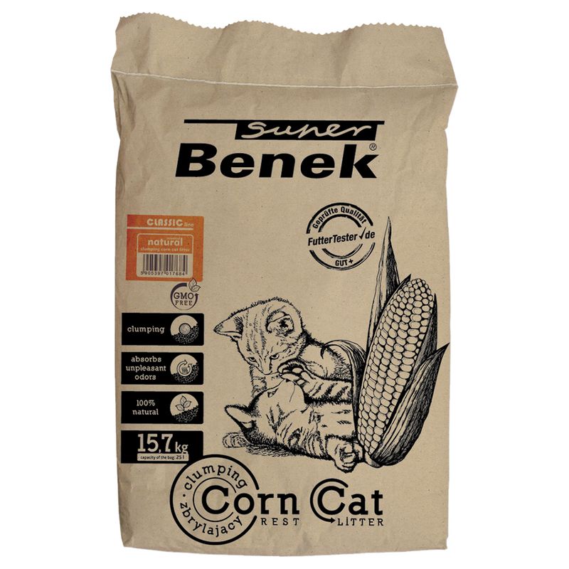 Super Benek Corn Cat Natural Clumping Litter 7l (approx. 4.4kg)