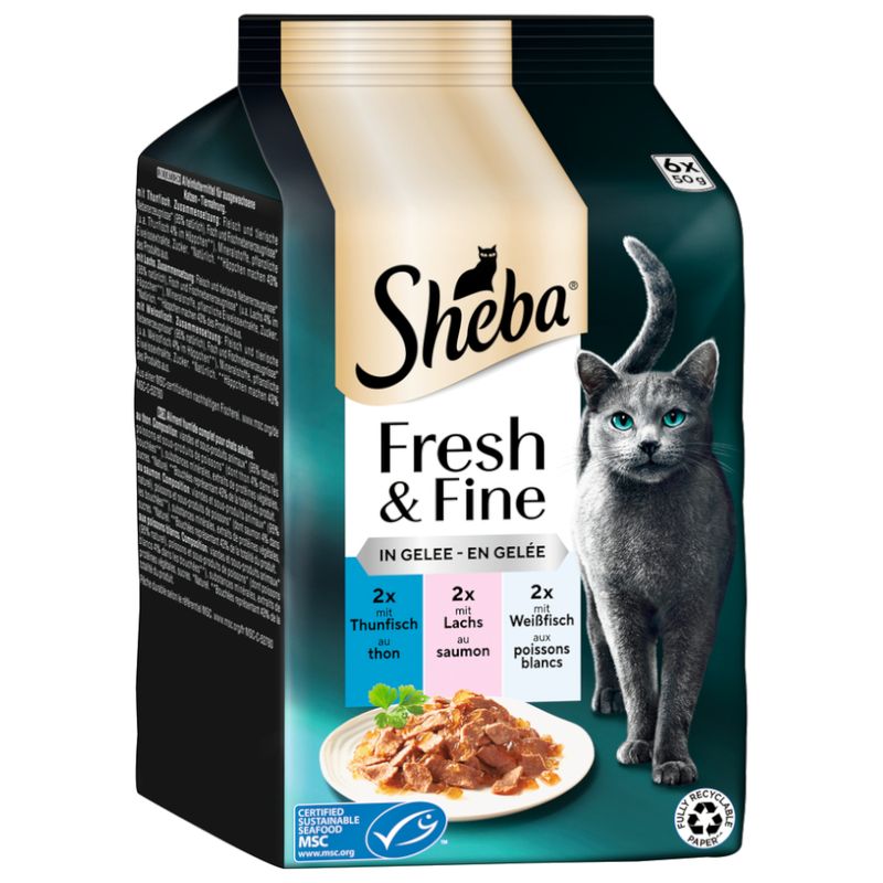 Sheba Fresh Choice Mini Pouches 6 x 50g Chicken, Turkey & Duck in Gravy