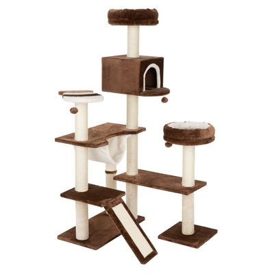 Gingerbread House Cat Tree with Ladder Beige