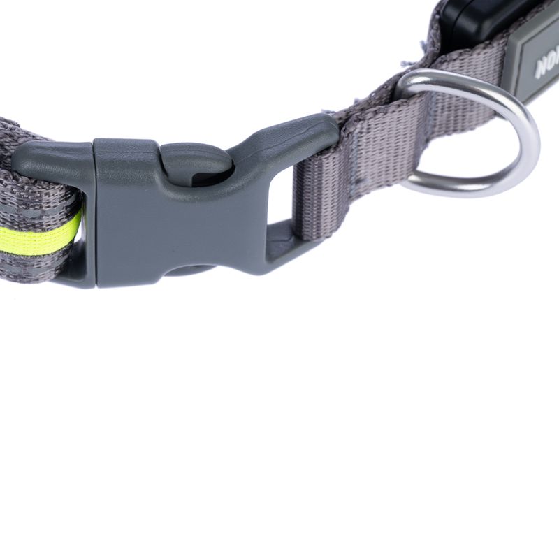 Nomad Tales Spirit USB LED Nylon Collar - Neon Yellow & Grey Size S/M: Neck circumference 35-50cm