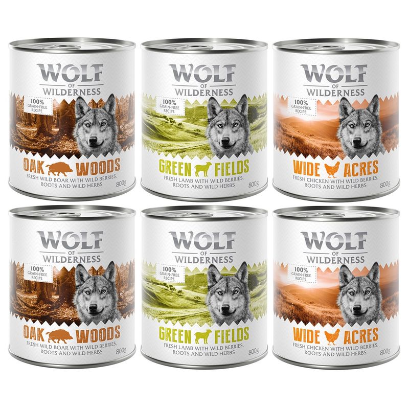 Wolf of Wilderness Adult Single Protein Saver Pack 24 x 800g Mixed Pack (3 Varieties)