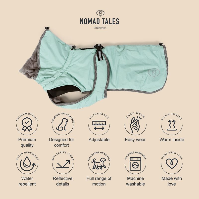 Nomad Tales Bloom Dog Coat - Granite approx. 35cm Back Length