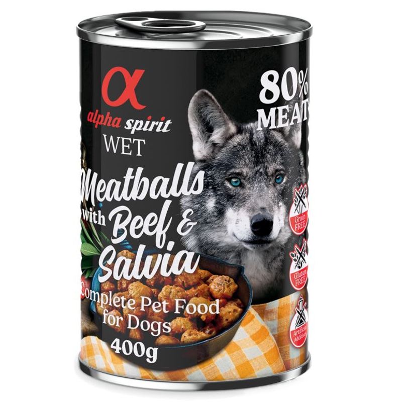 alpha spirit Dog Meatballs 6 x 400g Red Deer & Rosemary