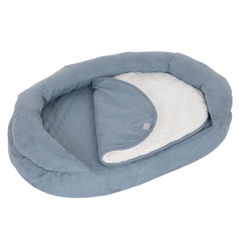 Oval Memory Foam Dog Bed, grey-blue 72 x 50 x 20 cm (L x W x H)