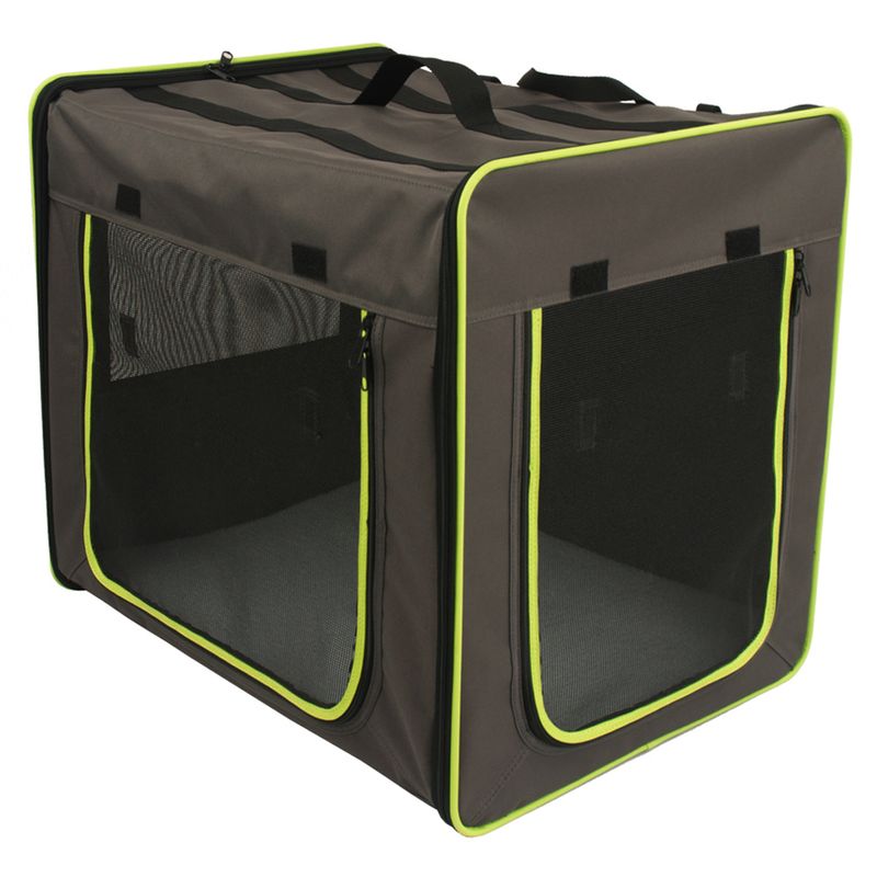 First Class Basic Transport Crate Size S: 53.5 x 38 x 46cm (L x W x H) Grey-Brown & Neon Green