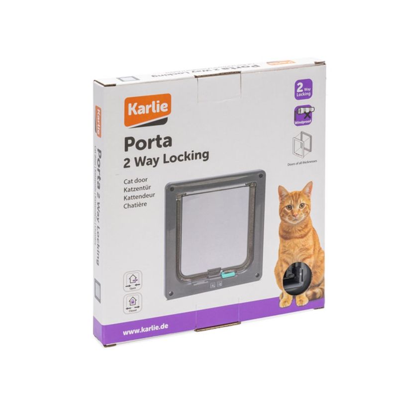Karlie Cat Flap with 2-way Closure Grey: 20 x 19.2cm (W x H)