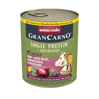 animonda GranCarno Superfoods Adult 24 x 800g Chicken, Spinach, Raspberries & Pumpkin Seeds