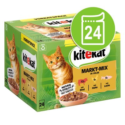 Kitekat Variety Pouches 24 x 85g Market Mix in Jelly