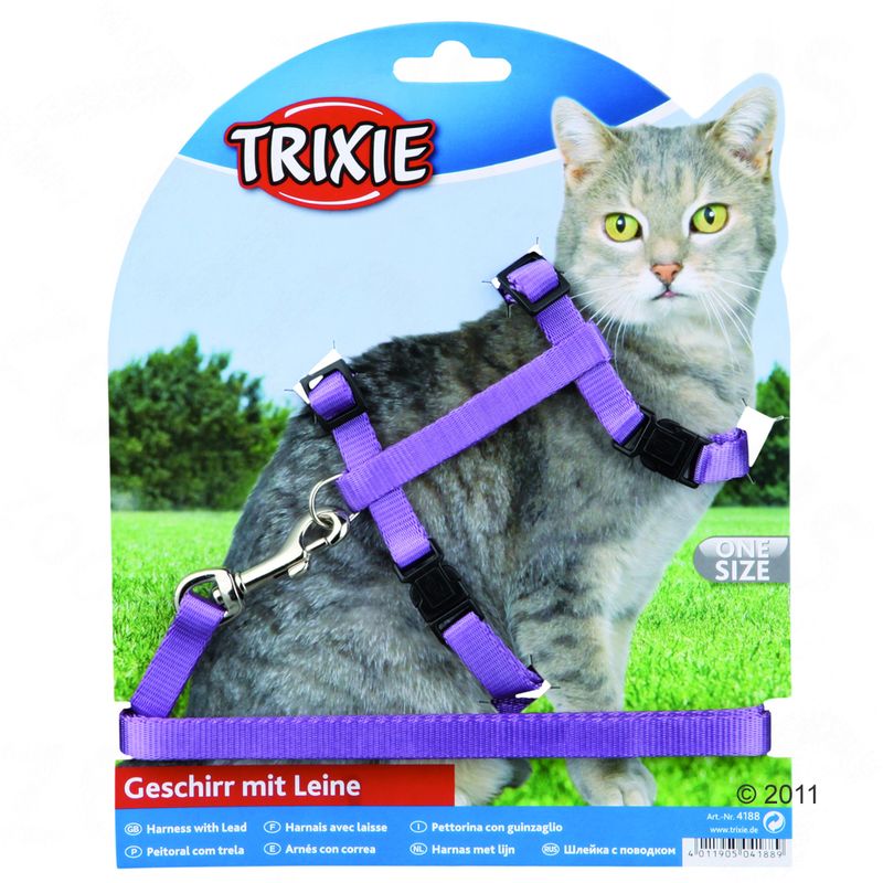 Trixie Cat Harness with Lead Black